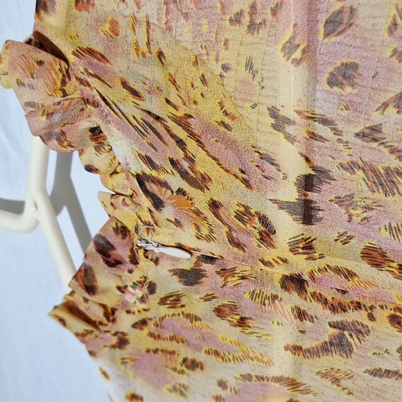 Animal Print Midi Dress, Boho With Ruffles, Long Sleeves, Sz 6, NWOT - Picture 12 of 14